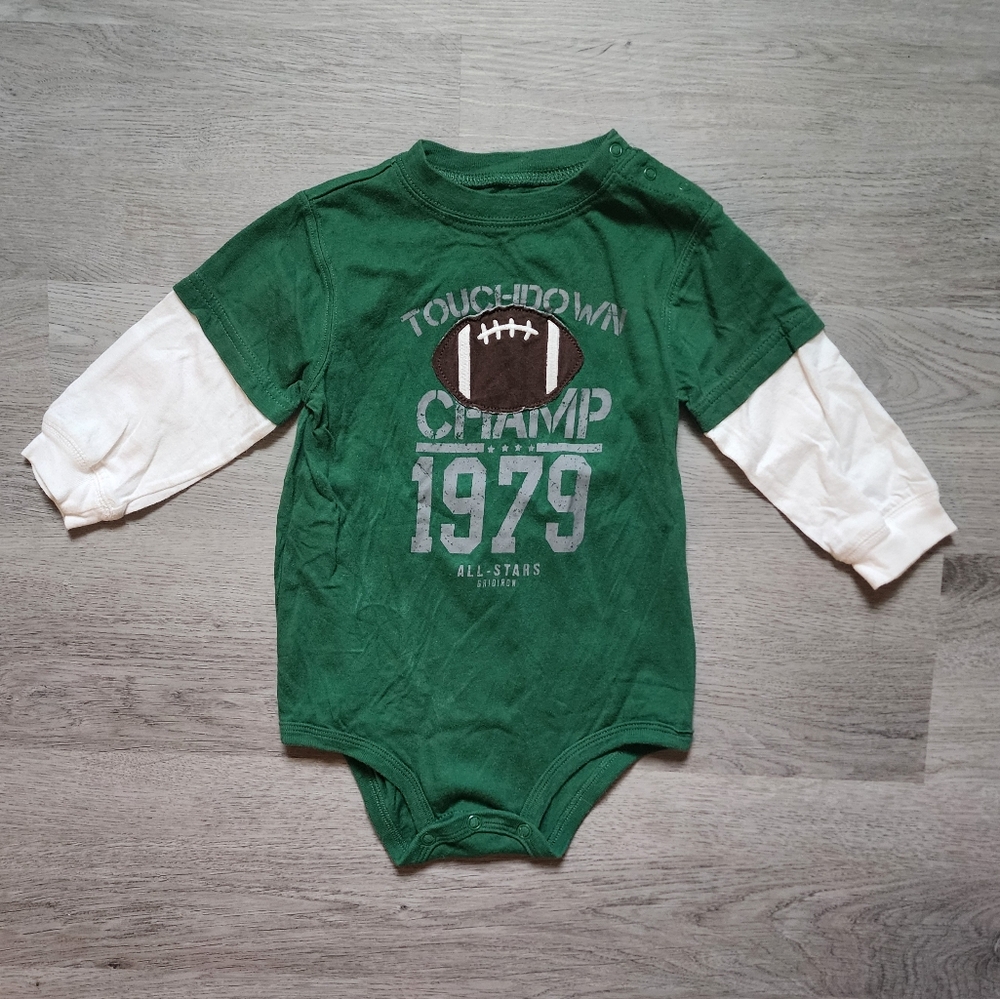 Carter's Boy's Infant Football Long Sleeve Snap Button Closure Bodysuit Size 18M